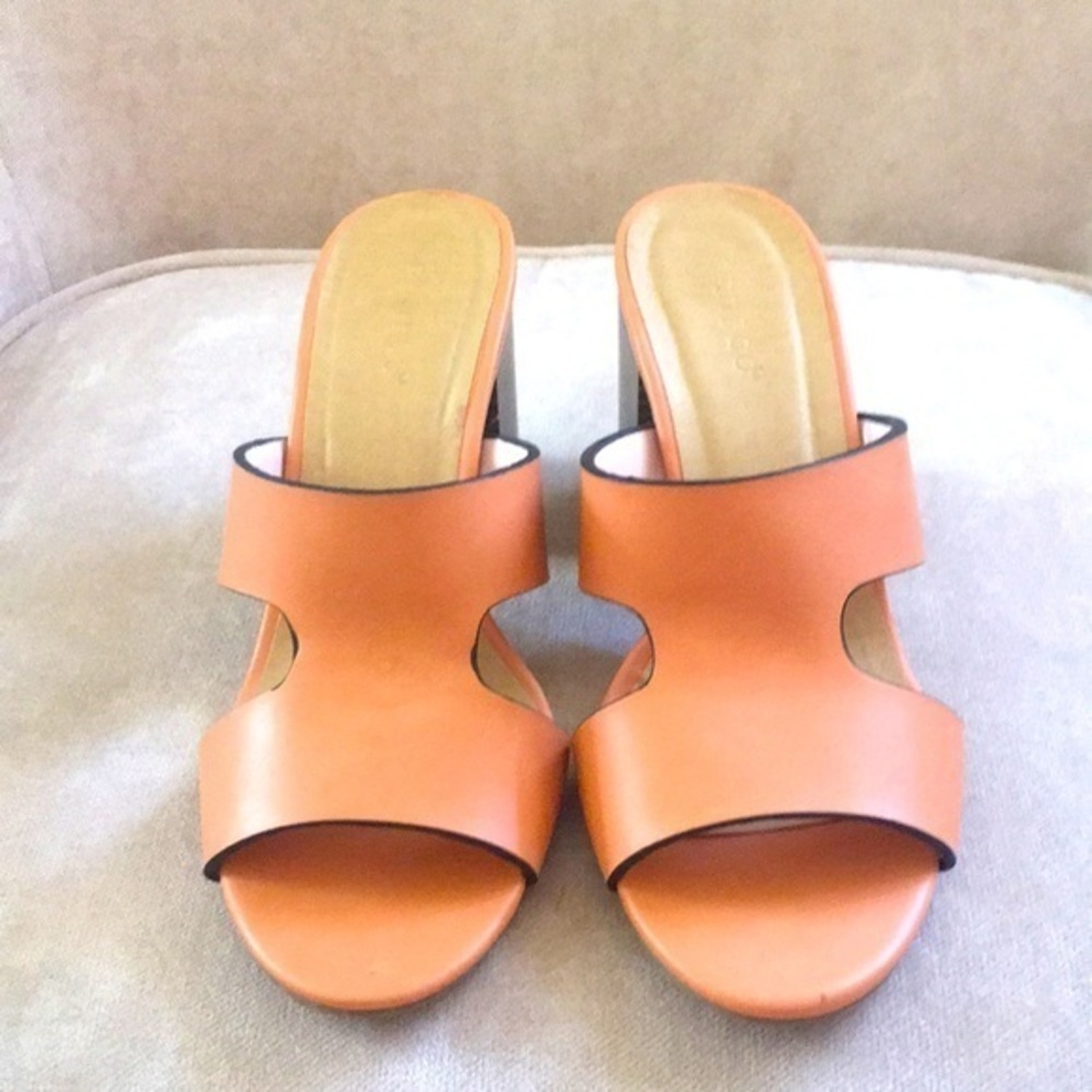 BAMBOO‎ peach chunky heel